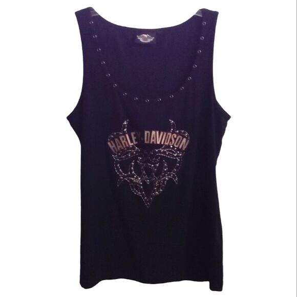 Harley Davidson Women's Scoop Neck Tank Top Size 1W Black - Picture 1 of 5